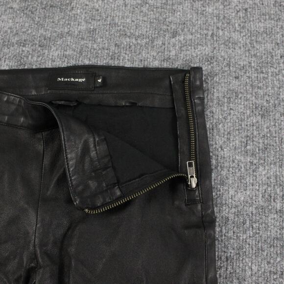 Mackage Pants Womens 4 S Genuine Lamb Leather Skinny Black Moto Biker Riding - Picture 3 of 13